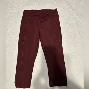 Lululemon fast and free crops burgundy with pockets